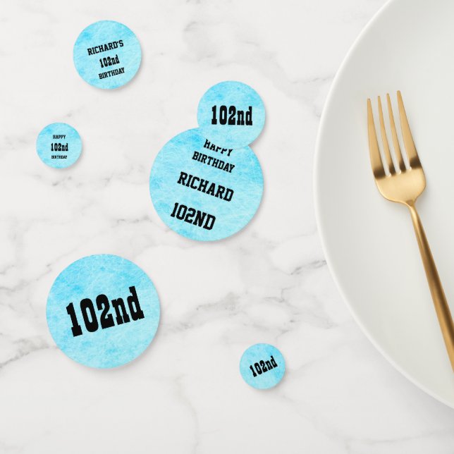 Confeti Blue Personalized 102nd Birthday (Grupo)