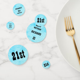 Confeti Blue Personalized 21st Birthday