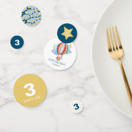 Confeti Blue Red Hot Air Balloon Stars Niños Happy Birday