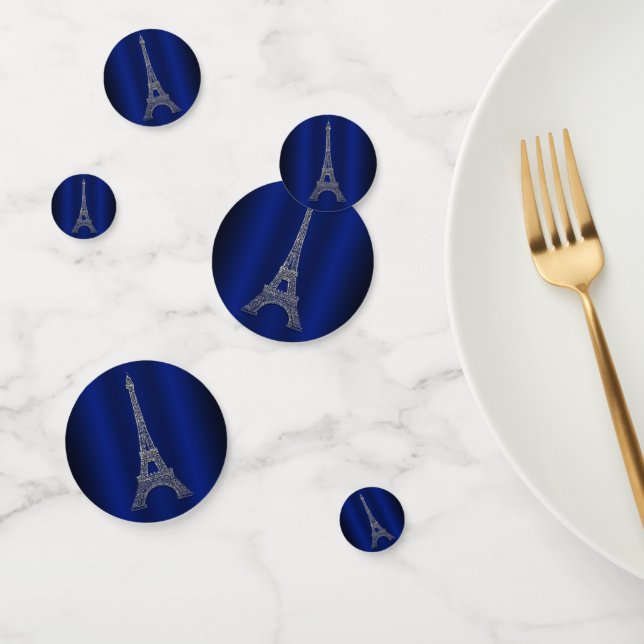 Confeti Blue Shine Silver Purpurina Eiffel Tower Paris Fie (Grupo)