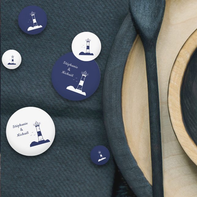 Confeti Boda azul de la Marina de Faro (Lighthouse Navy Blue Wedding Confetti)