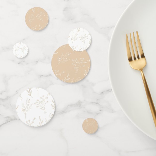 Confeti Boda de Boho floral de la esquina blanca beige (Grupo)