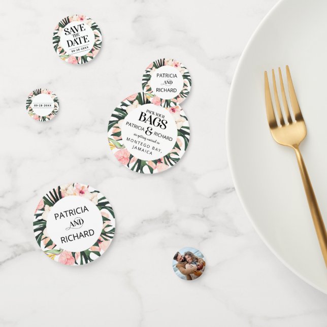 Confeti Boda De Destino Tropical Guardar La Fecha (Grupo)