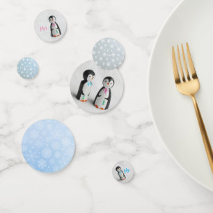 Confeti Boda de invierno de pingüino lindo Sr y Sra