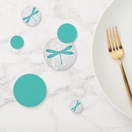 Confeti Boda de la libélula verde azulada Tabla Confetal