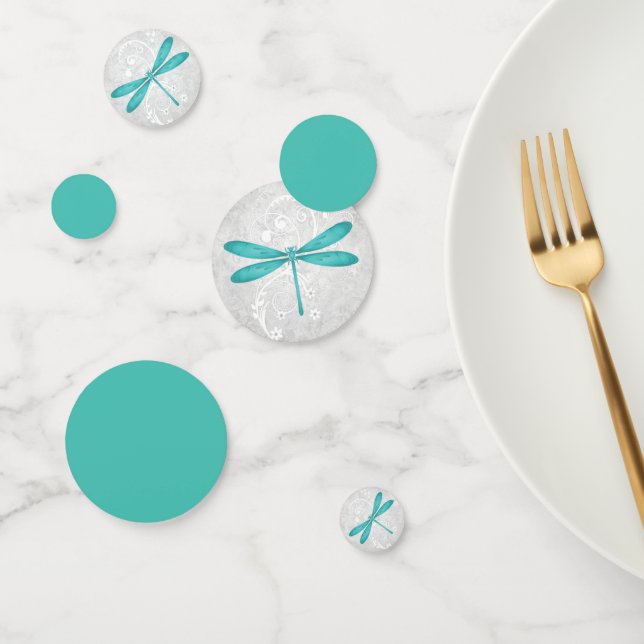 Confeti Boda de la libélula verde azulada Tabla Confetal (Grupo)