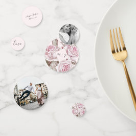 Confeti Boda de nombres y fotos de rosas rosadas de Rubor