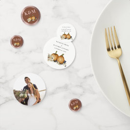 Confeti Boda de otoño de calabaza botánica rústica