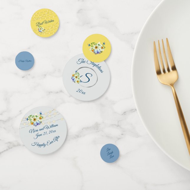 Confeti Boda de primavera azul y amarillo (Grupo)