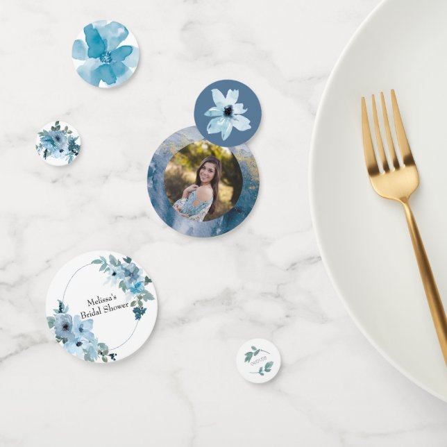 Confeti Boda de Rosas de color azul pastel moderno (Grupo)