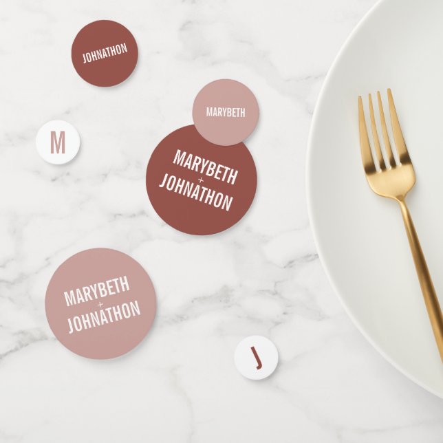 Confeti Boda de tipografía Rosa simple Boho Dusty (Grupo)