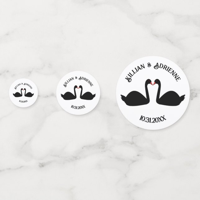 Confeti Boda gótico besando a Personalizado de cisnes negr (Reversos)