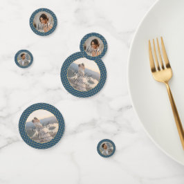 Confeti Boda personalizada con lunares dorados y azules