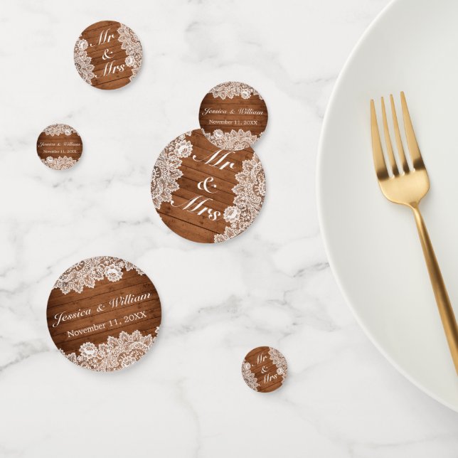 Confeti Boda Rustic Wood & White Lace (Grupo)