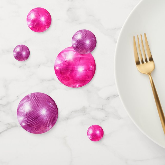 Confeti Bodas de Bolas de Disco Retro Brillo Rosa Chic (Grupo)