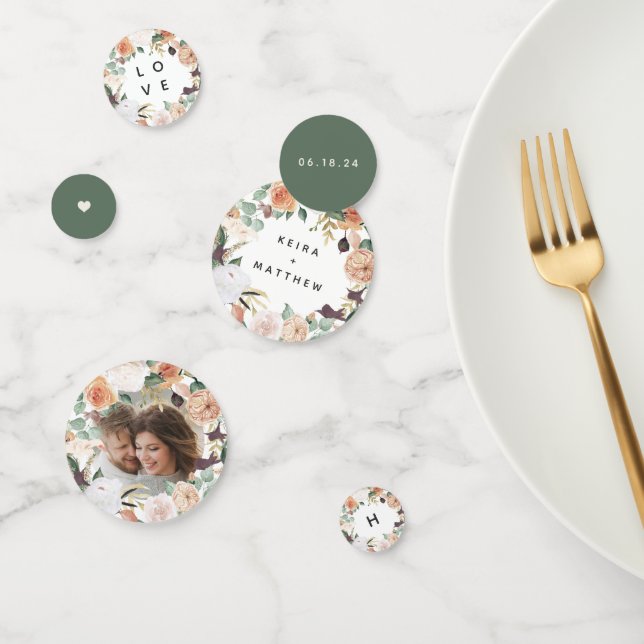 Confeti Bodas Florales Modernas Boho Personalizadas (Grupo)