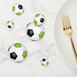 Confeti bolas de fútbol negro verde brillante fiesta