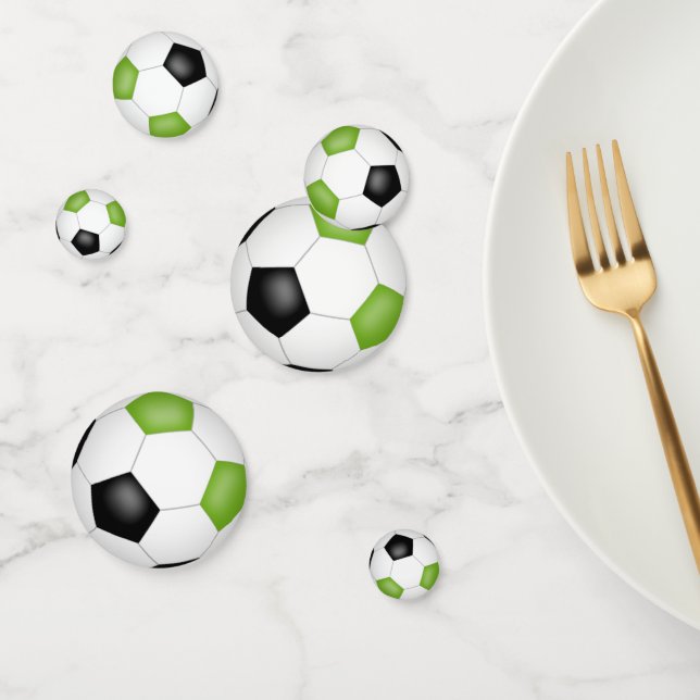 Confeti bolas de fútbol negro verde brillante fiesta (Grupo)