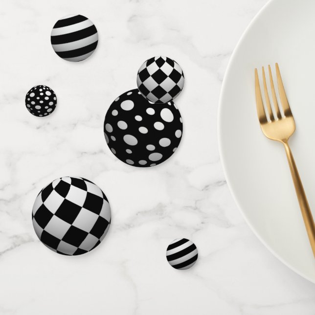 Confeti Bolas en blanco y negro 3D (Grupo)