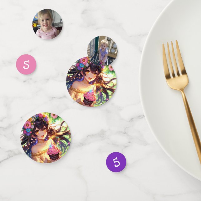 Confeti Bonito Anime Chica Torta de cumpleaños (Grupo)