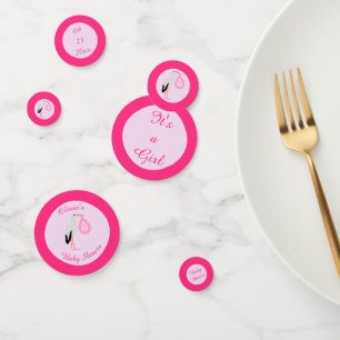 Confeti Bonito Bebé Rosa Personalizado Stork Baby Shower