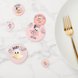 Confeti Boo Baby Shower Halloween Fiesta con tema rosa
