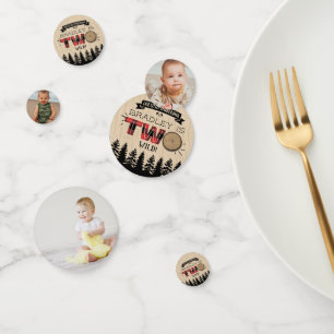 Confeti Bosque rústico Plaid Lumberjack Boys 2º cumpleaños