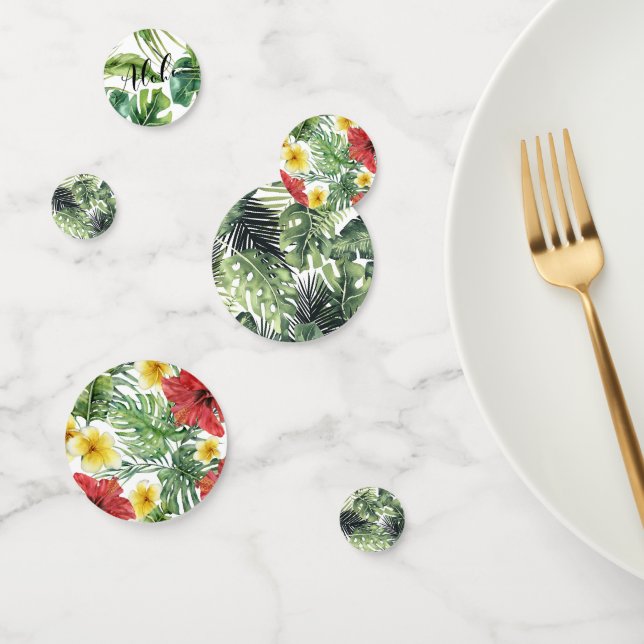 Confeti Botánica tropical deja fiesta de cumpleaños de Haw (Grupo)