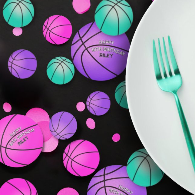Confeti Bright Pink Verde azulada Purple Basketball Feliz  (Subido por el creador)