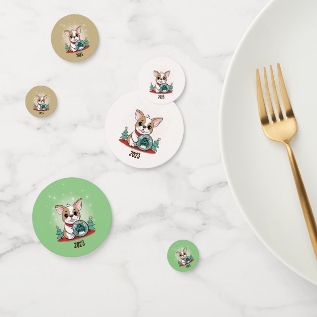 Confeti Bulldog francés gracioso Fiesta de Año Nuevo (Grupo)