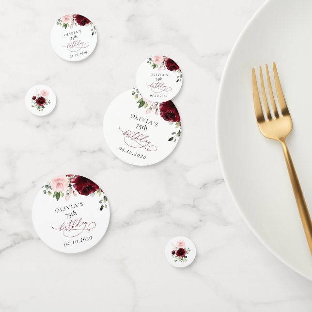 Confeti Burgundy Flowers, Pink Flowers, Boho, Birthday (Grupo)