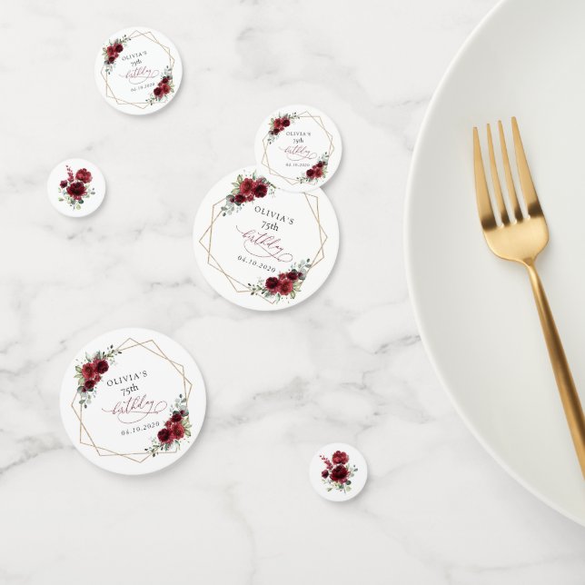 Confeti Burgundy Flowers, Red Flowers, Boho, Birthday (Grupo)