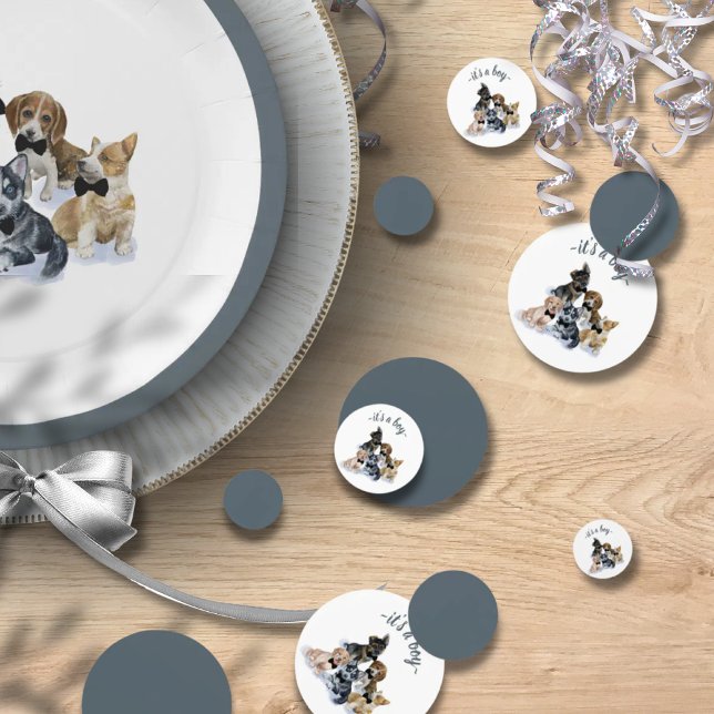 Confeti Cachorro puro | Black Tie Elegant Cute Baby Shower (Pure Puppy | Black Tie Elegant Cute Baby Shower Confetti)