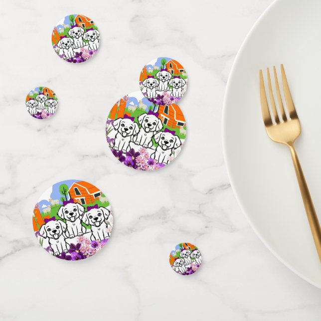 Confeti Cachorros Blancos (Grupo)