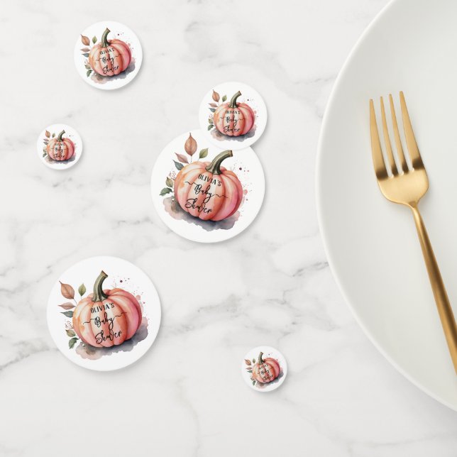 Confeti Calabaza rosa Acuarela Boho Bebé Chica Ducha (Grupo)
