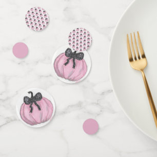 Confeti Calabaza rosa con arco negro