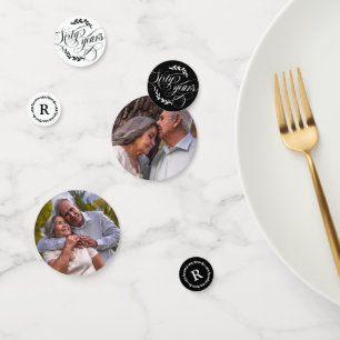 Confeti Caligrafía verde 60° aniversario Boda