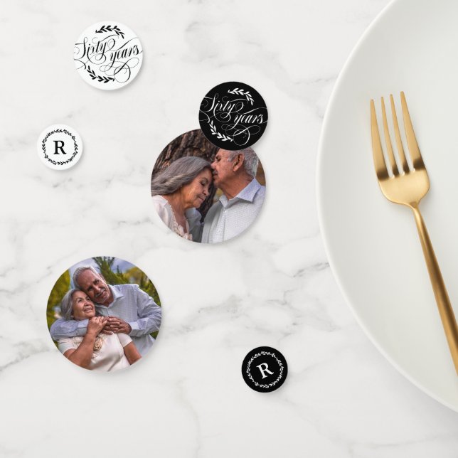 Confeti Caligrafía verde 60° aniversario Boda (Grupo)