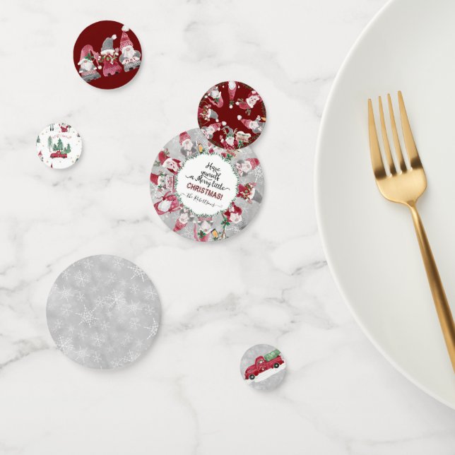 Confeti Camión Rojo Gris Gnomes Fiesta de Cerezos Navidade (Grupo)