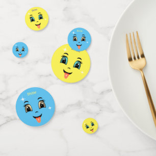 Confeti Caras Felices Divinas Azules y Amarillas Lindas