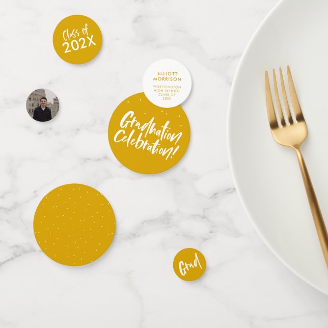 Confeti Celebración de graduación amarillo dorado (Grupo)