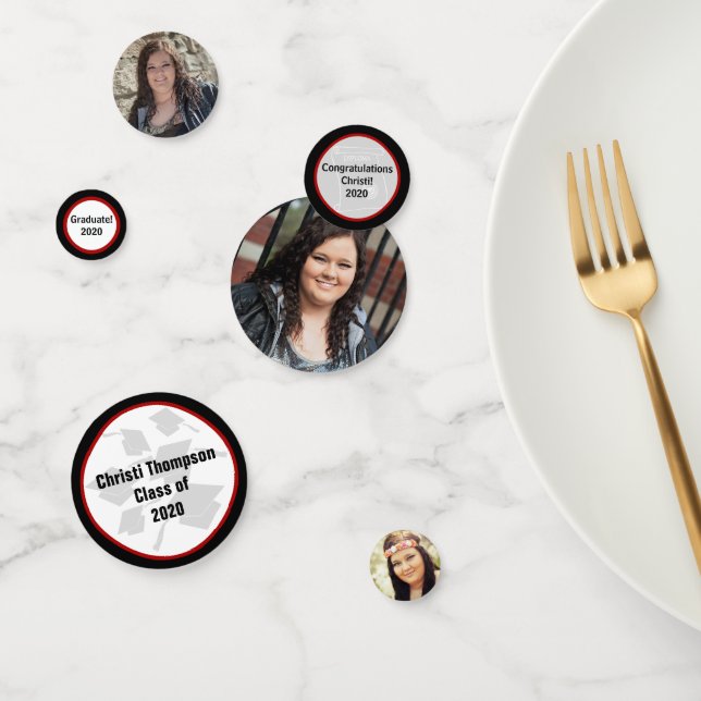 Confeti Celebración de graduación en rojo y negro (Grupo)