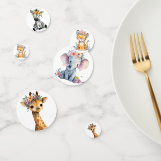 Confeti Chic Floral Rosa Animales Safari Wild One Niña