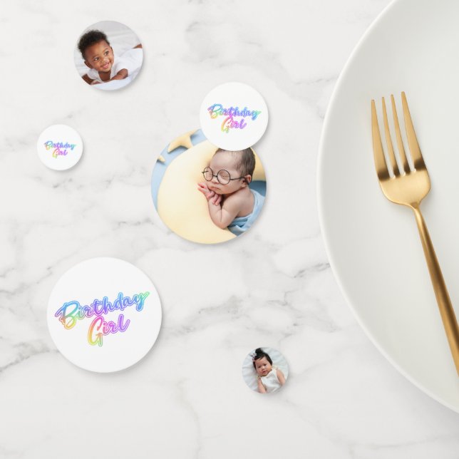 Confeti Chica de cumpleaños 3-foto Personalizado Mesa de c (Grupo)