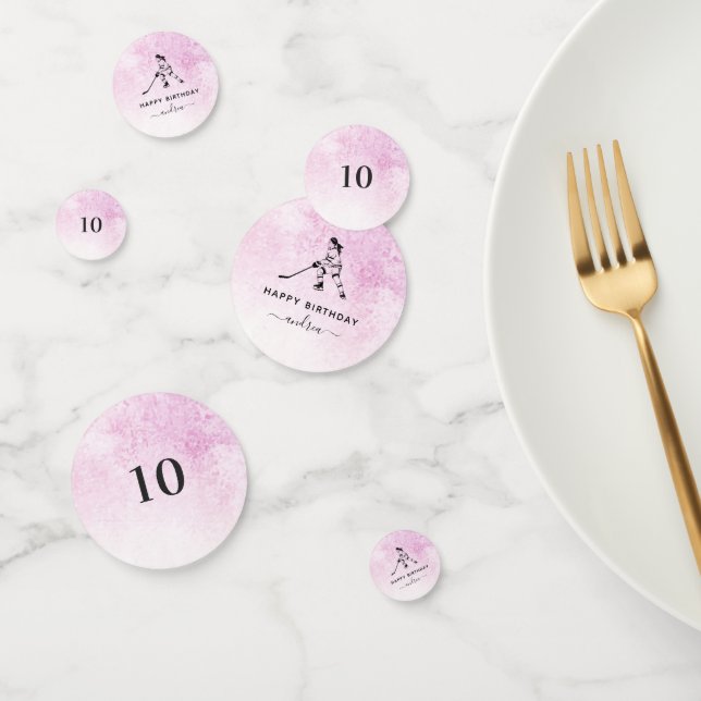 Confeti Chica de cumpleaños Jugando Hockey sobre Hielo Nom (Grupo)