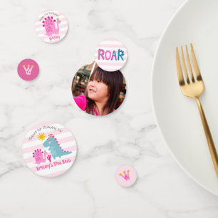 Confeti Chica de dinosaurios rosados Nombre de foto de cum