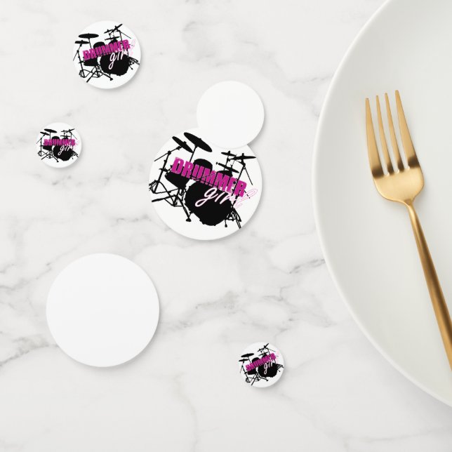 Confeti Chica de tambores con texto divertido morado y neg (Grupo)