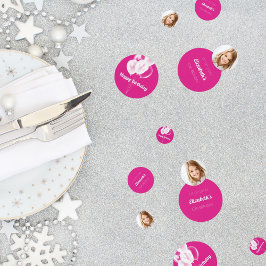 Confeti Chica fotográfico de globos blancos rosados de cum