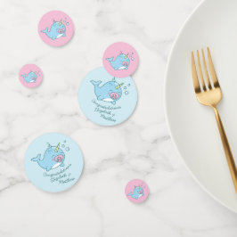 Confeti Chica rosa de Cute Narwhal Baby Shower Kawaii