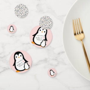 Confeti Chica rosa de Cute Penguin Baby Shower